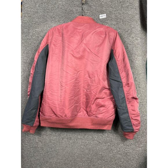 Carhartt WIP Jacket Mens Medium Burgundy Black Ashton Bomber Nylon Zip I016787 - Picture 2 of 12